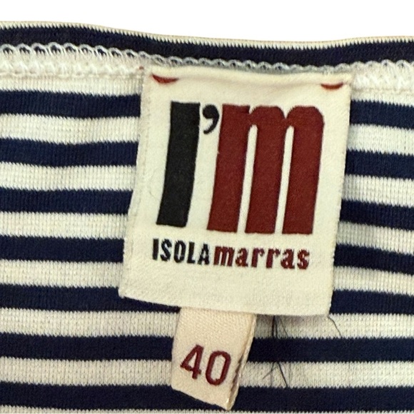 Isola Marras White Striped Tie Top Drop Sleeve Top Size 40 100% Cotton Blouse - Picture 6 of 7
